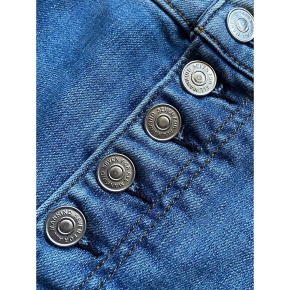 7 FOR ALL MANKIND 'High Waist Cropped Straight' Button-fly Jeans sz 32 - Picture 3 of 13